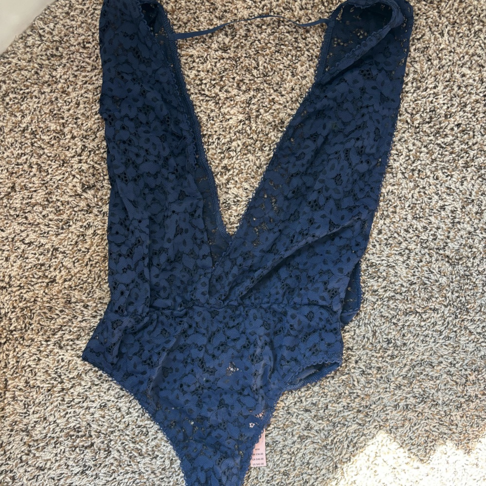 Victoria's Secret Navy Lace lingerie onesie